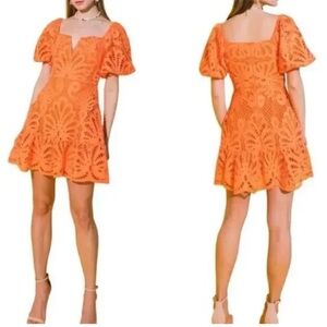 Flying Tomato Vibrant Orange Mini Dress